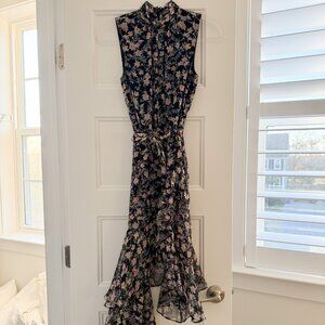 CeCe Navy and Floral High Neck Halter Dress - Size 0